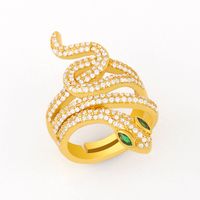 Fashion Wild Snake Ring Micro-inlaid Zircon Open Ring Original Copper Ring Nihaojewelry main image 1