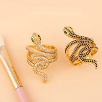 Fashion Wild Snake Ring Micro-inlaid Zircon Open Ring Original Copper Ring Nihaojewelry main image 6