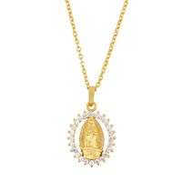 الأزياء العذراء ماري البيضاوي الذهب الحقيقي مطلي قلادة عملة الترقوة سلسلة الجملة Nihaojewelry main image 3