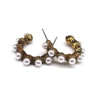 Korea 925 Silver Needle Imitation Pearl Earrings Retro Geometric C-shaped Earrings Wholesale Nihaojewelry main image 3