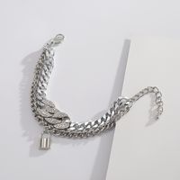 Fashionable Simple Alloy Jewelry Exaggerated Multi-layer Micro Diamond Lock Pendant Bracelet Women's Jewelry Wholesale Nihaojewelry main image 4