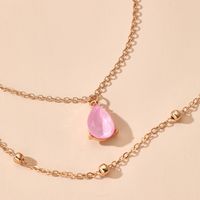 Pink Drop-shaped Diamond Anklet 2 Piece Set Simple All-match Alloy Round Bead Anklet Set Wholesale Nihaojewelry main image 6