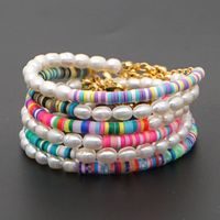 Hot Style Retro Tide With Letter Bracelet Beach Style Natural Pearl 4mm Colored Soft Clay Jewelry Wholesale Nihaojewelry main image 6