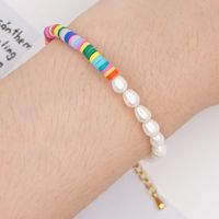 Hot Style Retro Tide With Letter Bracelet Beach Style Natural Pearl 4mm Colored Soft Clay Jewelry Wholesale Nihaojewelry main image 5