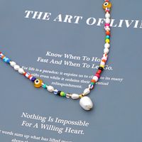 Simple Colored Glaze Evil Eye Pearls Natural Pearl Necklace Bohemian Beach Style Necklace Wholesale Nihaojewelry main image 3