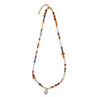 Simple Colored Glaze Evil Eye Pearls Natural Pearl Necklace Bohemian Beach Style Necklace Wholesale Nihaojewelry main image 5