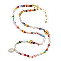 Simple Colored Glaze Evil Eye Pearls Natural Pearl Necklace Bohemian Beach Style Necklace Wholesale Nihaojewelry main image 6