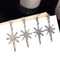Korean Fashion Wild Zircon Pearl Snowflake Star Earrings Trend Silver Needle Earrings Exquisite Earrings Nihaojewelry main image 1