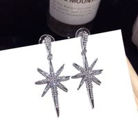 Korean Fashion Wild Zircon Pearl Snowflake Star Earrings Trend Silver Needle Earrings Exquisite Earrings Nihaojewelry main image 3