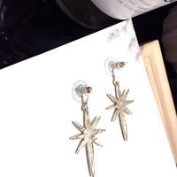 Korean Fashion Wild Zircon Pearl Snowflake Star Earrings Trend Silver Needle Earrings Exquisite Earrings Nihaojewelry main image 4