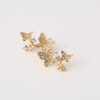 New Ear Jewelry S925 Silver Needle Diamond Pearl Butterfly Earrings Wholesale Nihaojewelry main image 5