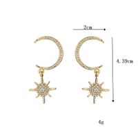 Fashion Simple Diamond Eight-pointed Star Moon Earrings Alloy Earrring Crescent Star Earrings S925 Silver Needle Earrings Nihaojewelry main image 4
