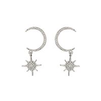 Fashion Simple Diamond Eight-pointed Star Moon Earrings Alloy Earrring Crescent Star Earrings S925 Silver Needle Earrings Nihaojewelry main image 5