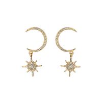Fashion Simple Diamond Eight-pointed Star Moon Earrings Alloy Earrring Crescent Star Earrings S925 Silver Needle Earrings Nihaojewelry main image 6