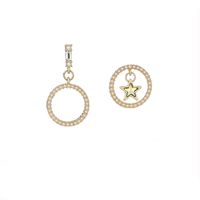 New S925 Silver Needle Earrings Round Pearl Small Earrings Five-pointed Star Asymmetric Earrings Wholesale Nihaojewelry main image 1