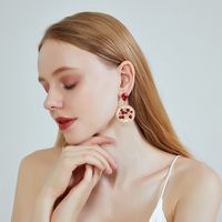 New 925 Silver Needle Earrings Geometric Inlaid Pearl Jewel Earrings Hollow Tree Of Life Earrings Wholesale Nihaojewelry main image 1
