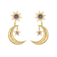 حار بيع الأقراط الأزياء الأرجواني الأقراط سبيكة الماس ستار القمر أقراط الجملة Nihaojewelry main image 1