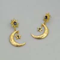 حار بيع الأقراط الأزياء الأرجواني الأقراط سبيكة الماس ستار القمر أقراط الجملة Nihaojewelry main image 3