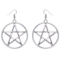 Fashion Trend Simple Exquisite Metal Circle Big Five-pointed Star Six-pointed Star Earrings Wholesale Nihaojewelry main image 3