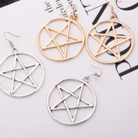 Fashion Trend Simple Exquisite Metal Circle Big Five-pointed Star Six-pointed Star Earrings Wholesale Nihaojewelry main image 4