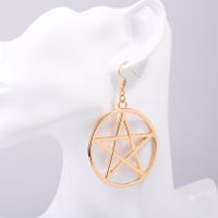 Fashion Trend Simple Exquisite Metal Circle Big Five-pointed Star Six-pointed Star Earrings Wholesale Nihaojewelry main image 5