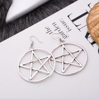 Fashion Trend Simple Exquisite Metal Circle Big Five-pointed Star Six-pointed Star Earrings Wholesale Nihaojewelry main image 6