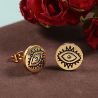 Fashion New Geometric Round Retro Diamond Devil's Eye Stud Earring Wholesale Nihaojewelry main image 1