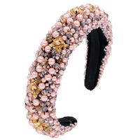 Hot Sale Bead Headband Fashion Hand-woven Pink Hair Band Crystal Glass Hair Accessories Nihaojewelry sku image 1