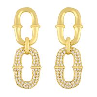 Exaggerated Micro-inlaid Zircon Geometric Earrings Copper-plated Real Gold Jewelry Wholesale Nihaojewelry sku image 1