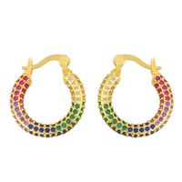 Micro-inlaid Color Zircon Earrings Trendy Stacking Earrings Wholesale Nihaojewelry sku image 1