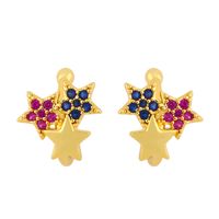 Exaggerated Sole Ear Clip Jewelry C-shaped Color Diamond Five-pointed Star Ear Bone Clip Wholesale Nihaojewelry sku image 1