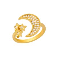 Fashion All-match Simple Copper Ring Women Birthday Star Moon Shape Open Ring Wholesale Nihaojewelry sku image 1