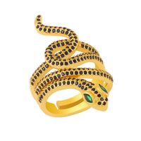 Fashion Wild Snake Ring Micro-inlaid Zircon Open Ring Original Copper Ring Nihaojewelry sku image 2