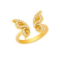 Butterfly Ring Copper Ring Fashion Wild Open Ring Diamond Heart-shaped Love Ring  Wholesale Nihaojewelry sku image 2
