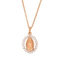 Fashion Virgin Mary Oval Real Gold Plated Necklace Coin Clavicle Chain Wholesale Nihaojewelry sku image 1