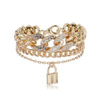 Fashionable Simple Alloy Jewelry Exaggerated Multi-layer Micro Diamond Lock Pendant Bracelet Women's Jewelry Wholesale Nihaojewelry sku image 1