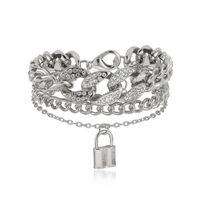 Fashionable Simple Alloy Jewelry Exaggerated Multi-layer Micro Diamond Lock Pendant Bracelet Women's Jewelry Wholesale Nihaojewelry sku image 2