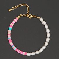 Hot Style Retro Tide With Letter Bracelet Beach Style Natural Pearl 4mm Colored Soft Clay Jewelry Wholesale Nihaojewelry sku image 3