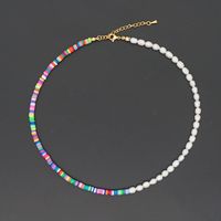 Baroque Natural Pearl Bohemian Short Necklace Handmade 4mm Colorful Clay Necklace Jewelry Wholesale Nihaojewelry sku image 3