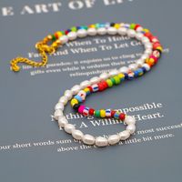 Ethnic Style Rainbow Beads Pearls Natural Pearl Necklace Bohemian Beach Style Necklace Wholesale Nihaojewelry sku image 2