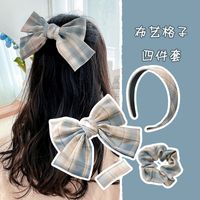 Big Bow Hairpin All-match Creative Hair Ring Uniform Fabric Headband Suit Lattice Hairpin Wholesale Nihaojewelry sku image 5