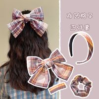 Jk Girl Big Bowknot Haarnadel Dickdarm Haarring Uniform Stoff Haarband Haarschmuck Set Plaid Top Clip Haarnadel sku image 9