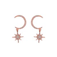 Fashion Simple Diamond Eight-pointed Star Moon Earrings Alloy Earrring Crescent Star Earrings S925 Silver Needle Earrings Nihaojewelry sku image 2