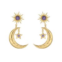 Hot Selling Earrings Fashion Purple Earrings Alloy Diamond Star Moon Earrings Wholesale Nihaojewelry sku image 1