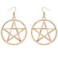 Fashion Trend Simple Exquisite Metal Circle Big Five-pointed Star Six-pointed Star Earrings Wholesale Nihaojewelry sku image 1
