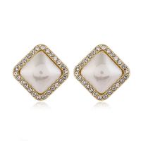 925 Silver Needle Earrings Fashion Simple And Versatile Flash Diamond Pearl Geometric Shape Earrings For Women Nihaojewelry main image 3
