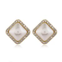 925 Silver Needle Earrings Fashion Simple And Versatile Flash Diamond Pearl Geometric Shape Earrings For Women Nihaojewelry sku image 1