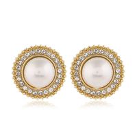925 Silver Needle Earrings Fashion Simple And Versatile Flash Diamond Pearl Geometric Shape Earrings For Women Nihaojewelry sku image 2