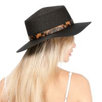 Moda Verano Nuevo Estilo Británico Sombrero De Copa Plana Estampado De Cinturón De Leopardo Moda Todo Fósforo Pequeño A Lo Largo De Las Señoras Sombra Exterior Sombrero De Paja Nihaojewelry main image 3