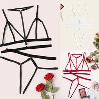 Fashion Sexy Lingerie Strap Three-point Elastic Multicolor Underwear Hollow Three-piece Suit Wholesale Nihaojewelry main image 1